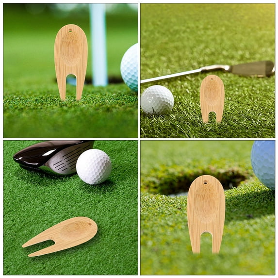 ETHZZLE 5Pcs Ball Marker Divot Tool Bamboo Golf Divot for Lawn Maintenance