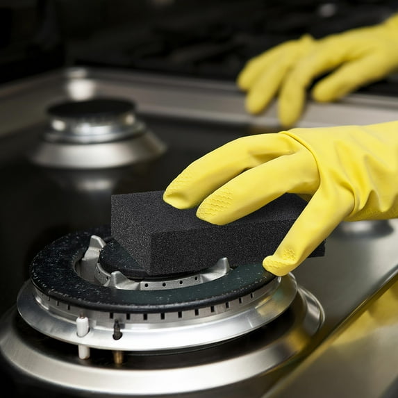 ETHZZLE 5Pcs Black Cleaning Sponge with High Density Emery for Pot Scrubber and Dish Washing Use