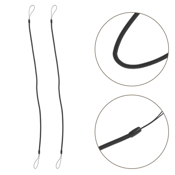 ETHZZLE 5Pcs Black Pen Leash Lanyard with Retractable Elastic Spring for Touchscreen Stylus