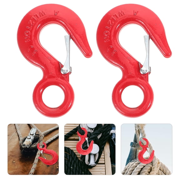 ETHZZLE 5Pcs Heavy Duty Crane Swivel Hooks Red Lifting Sling Hooks for Car Use