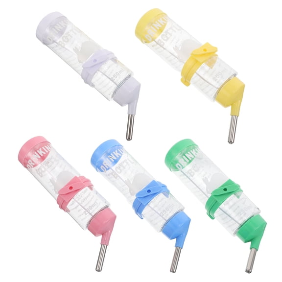 ETHZZLE Leakproof Pet Water Bottle Assorted Color for Small Animal Crates 5Pcs
