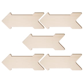 ETHZZLE 5-Pack Natural Wood Arrow Plaques Unfinished Craft Bases for Rustic Wall Art, Home Decor, and Party Decorations