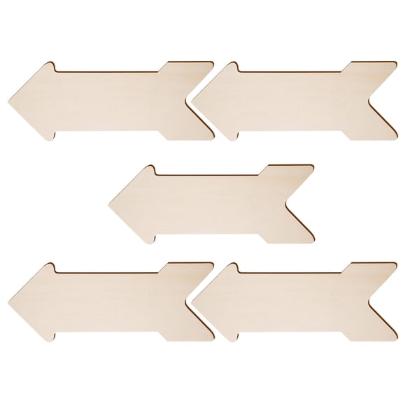 ETHZZLE 5-Pack Natural Wood Arrow Plaques Unfinished Craft Bases for Rustic Wall Art, Home Decor, and Party Decorations