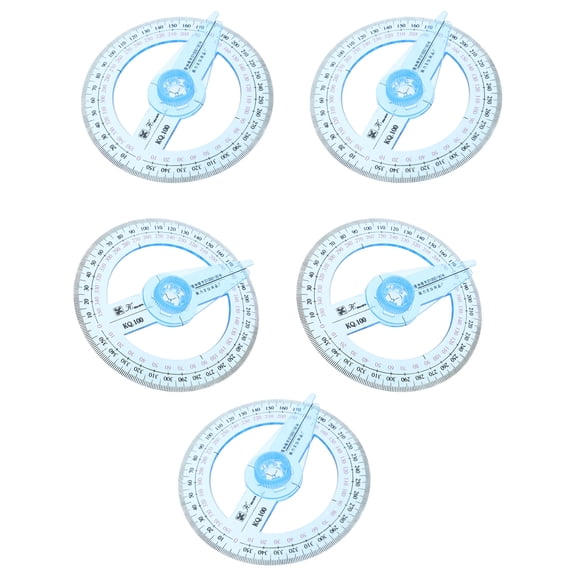 ETHZZLE 5-Pack Portable Plastic Protractors with Pointer for Office, School, Classroom, and Use