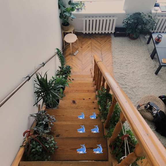 ETHZZLE 5Pcs Sea Animal Stickers Blue Non Slip for Swimming Pools and Bathrooms