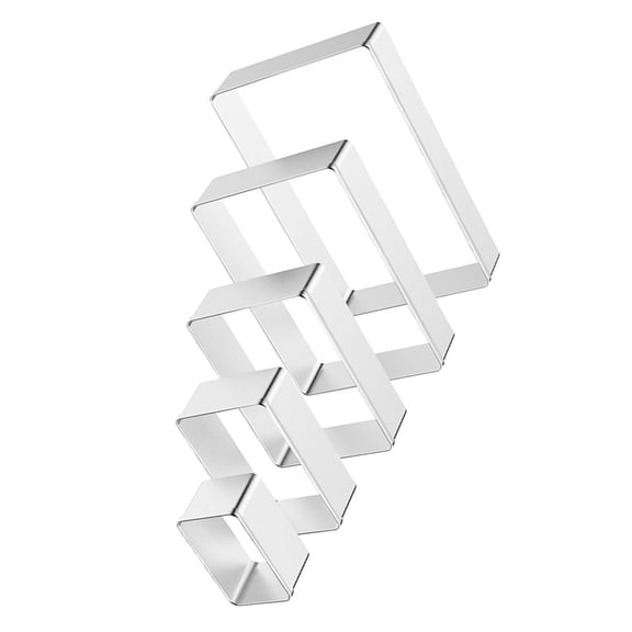 ETHZZLE 5-Piece Stainless Steel Rectangle Cookie Cutter Set for Baking Cookies, Cakes, Fondant and Pastry Tools