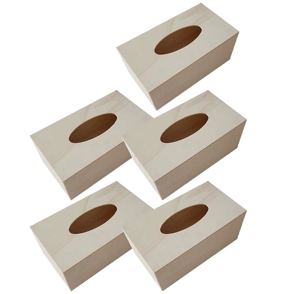 ETHZZLE 5-Pack Unfinished Wood Tissue Box Covers for Crafting, Home Decor, and Parents Use