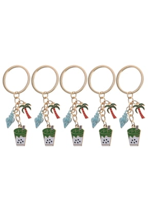 5-Pack Hawaiian Style Keychains Zinc Alloy Bag Charms Tropical Luau Party Accessories