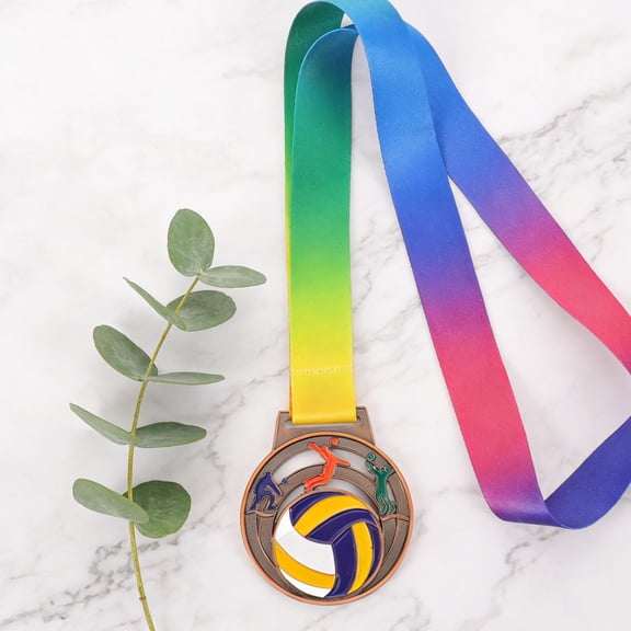 ETHZZLE 5-Pack Volleyball Medals with Finish and Neck Ribbons for Sports Day, Volleyball Awards, Party Prizes
