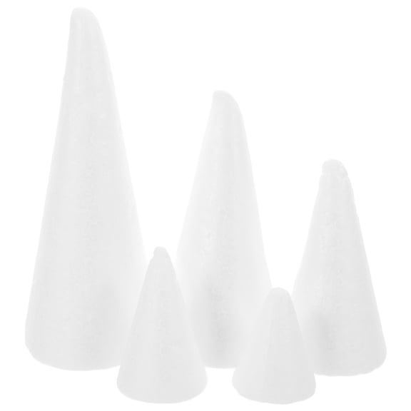 ETHZZLE 5Pcs White Foam Cone DIY Craft Material Lightweight and Safe for Painting and Decorating