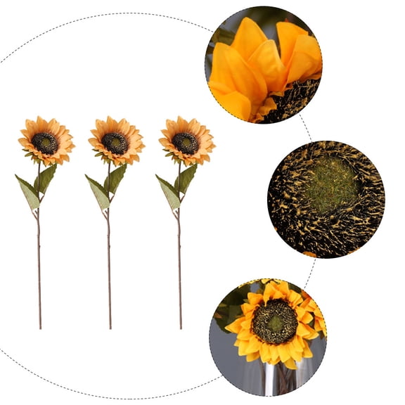 ETHZZLE 5Pcs Fake Sunflower Yellow Simulation Flower Decoration for Table and Event