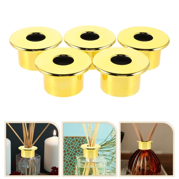 ETHZZLE 5Pcs Refillable Glass Diffuser Bottle Lids Leakproof Replacement for Aromatic Oils