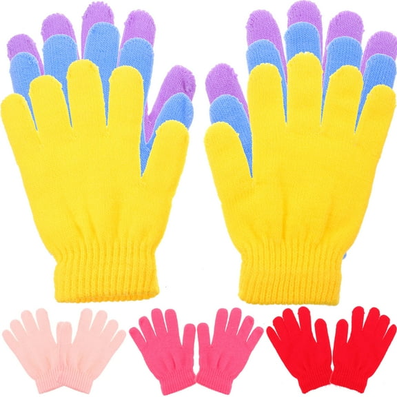 ETHZZLE 6 Pairs of Thickened Finger Gloves Thermal Insulation Unisex Kids Gloves Traveling