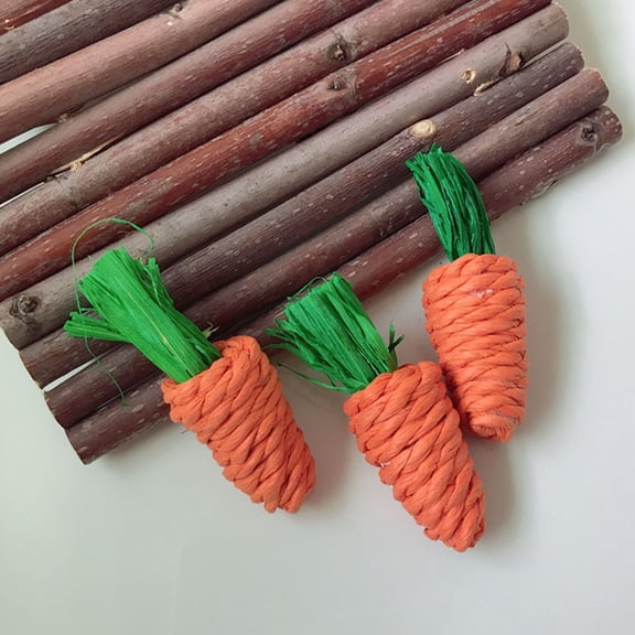ETHZZLE 6 Pcs Pet Cotton Rope Toy Orange Chew Toy Carrot Shape for Rabbits Time