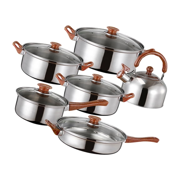 ETHZZLE 6 Pots with Lids Stainless Steel Multipurpose Sauce Pan for Cooking