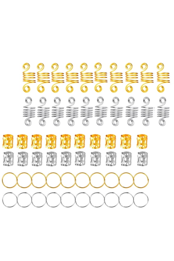 60Pcs Lightweight Metal Hair Cuffs for Dreadlocks and Braids Assorted Color