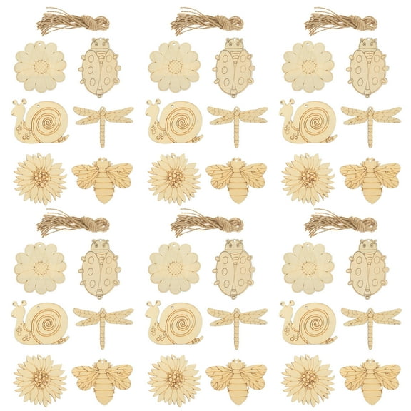 ETHZZLE 60Pcs Wood Burning Blanks Wooden Board for Diy Activities Students Graffiti Blank Cutout