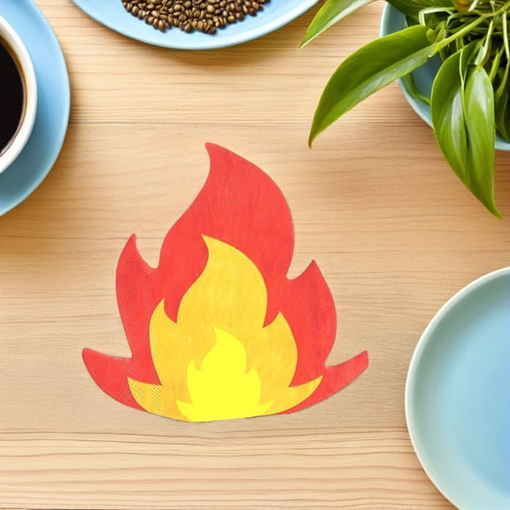 ETHZZLE Fire Shaped Red Napkins - High Absorbency, Eye-Catching, Perfect for Firefighter Parties