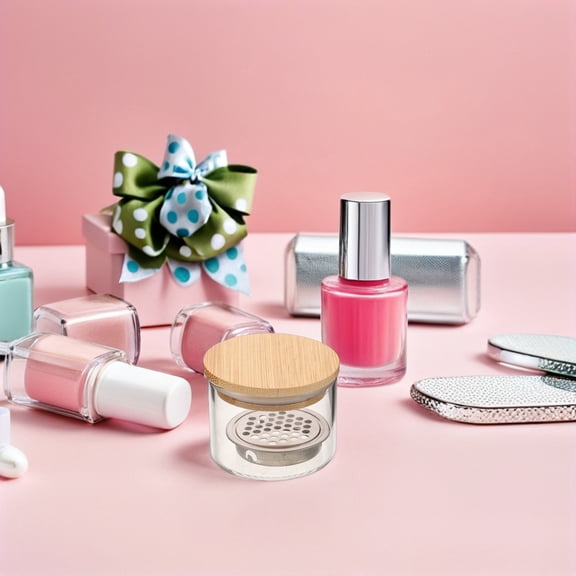 ETHZZLE 6PCS Glass Dappen Dish: Nail Brushes Washing Cup Acrylic Liquid Powder Dappen Dish with Lid and Mesh Layered Brushes Washer