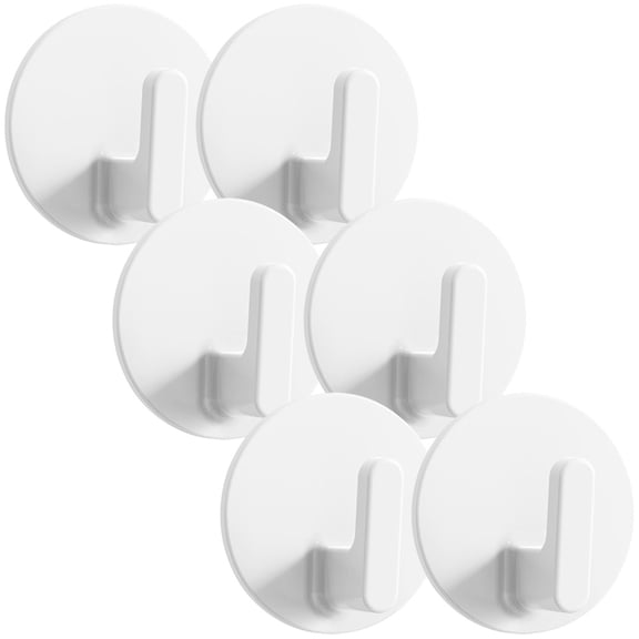 ETHZZLE 6Pcs Sticky Hooks for Hanging Coats Bags and Towels White Plastic