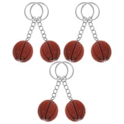 ETHZZLE 6Pcs Creative Basketball Keychain Brown Simple Key Ring Pendant
