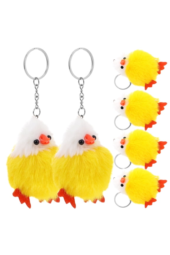 6Pcs Chicken Keychain Fun Fluffy Chicks Decorative Item for Women in Thanksgiving