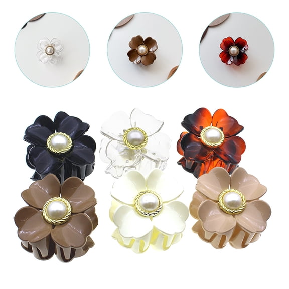 ETHZZLE Hair Claw Clips Practical Design Non-Slip Acrylic Alloy 6Pcs