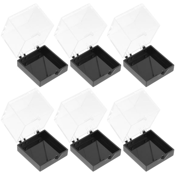 ETHZZLE 6Pcs Clear Display Box Plastic Mineral Sample Case with Transparent Design