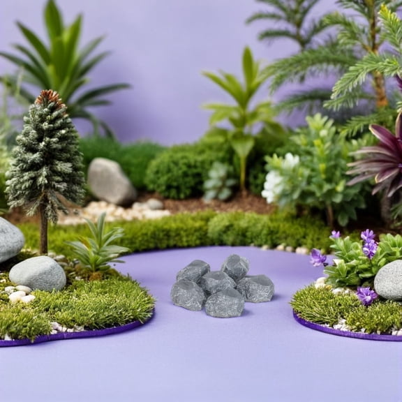 ETHZZLE 6-Pack Dark Grey Faux Rocks Decorative Resin Stones for Garden Landscaping and Outdoor Yard Decoration