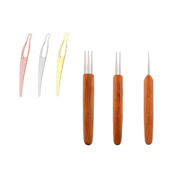 ETHZZLE 6 Pcs Locks Crochet Needle Set for Hair Styling Using Wood and Metal Materials