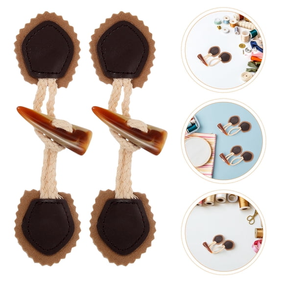ETHZZLE 6Pcs Durable Horn Toggle Buttons for Sewing Clothes Coats Sweaters Cardigans Accessories