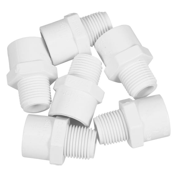 ETHZZLE 6-Pack PVC Pipe Couplings with NPT Male Thread for Plumbing and Water Supply Connections