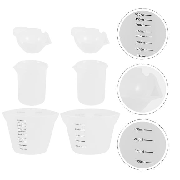 ETHZZLE 6Pcs Epoxy Craft Measuring Cups Silicone Material Durable Flexible Non Stick White
