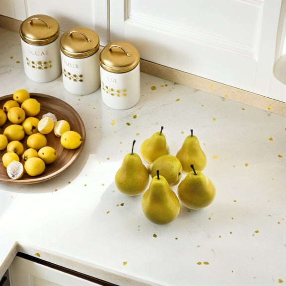 ETHZZLE 6pcs Artificial Pears Kitchen Party Decorations Plastic Fruit Home Decor for Dining Room and Friends Gathering