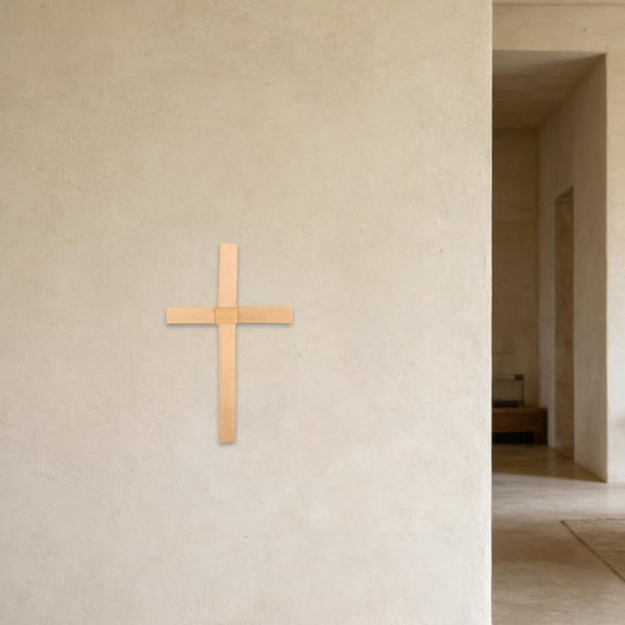 ETHZZLE 6Pcs Handwoven Beige Palm Cross for Church Wall Decor Spiritual Christian Crucifix Ornament