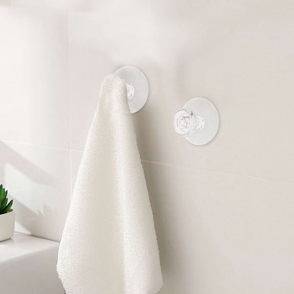 ETHZZLE 6Pcs Clear Stick on Hooks with Strong Adhesive for Kitchen Bathroom Walls