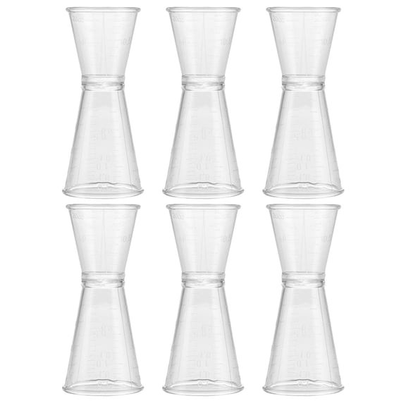 ETHZZLE 6Pcs Transparent Plastic Double Sided Jigger Bar Measuring Cups for Bartending