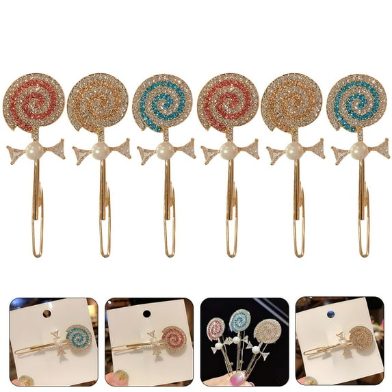 ETHZZLE 6Pcs Alloy Rhinestones Hair Barrette Candy Hair Clips Elegant Styling Accessories