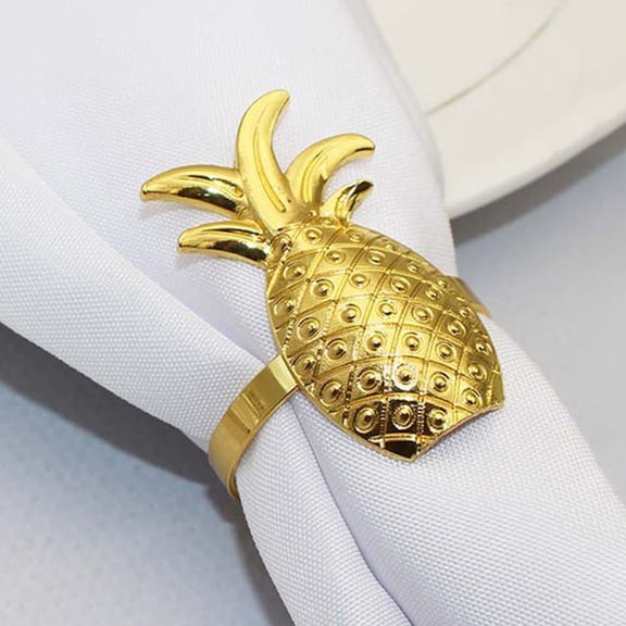 ETHZZLE 6Pcs Metal Pineapple Napkin Rings Decorative Holders for Thanksgiving Christmas Dinner