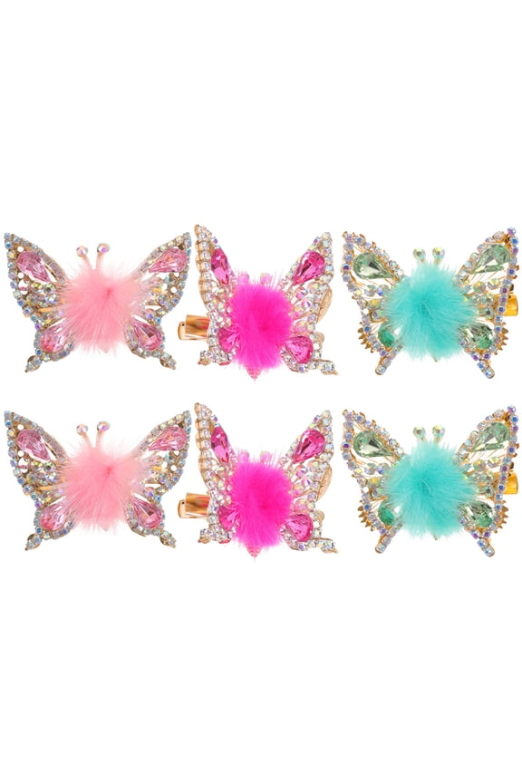6Pcs Metal Butterfly Hair Clips with Moving Wings Assorted Colors Hair Decoration