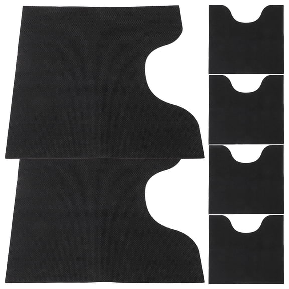 ETHZZLE 6Pcs Non-Slip Absorbent Black Rubber And Felt U-Shaped Commode Mats For Toilet Machine Washable