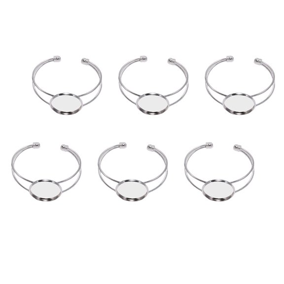 ETHZZLE 6Pcs Plated Silver Oval Pendant DIY Copper Bracelets for Photo Jewelry and Resin Art Projects