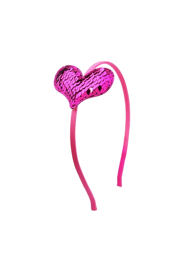 6Pcs Sequin Hair Band Heart Shape Assorted Color Fabric Wrapped for Party Decoration