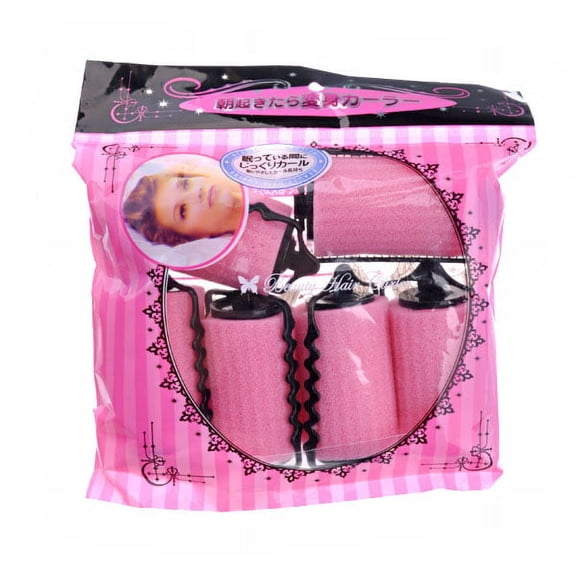 ETHZZLE 6Pcs Sponge Clip on Hair Curlers in Pink Easy Reusable Hair Curler for Curly Style