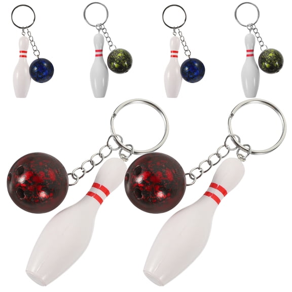 ETHZZLE 6Pcs Assorted Color Bowling Pendant Keychains for Party Favors and Bag Charms