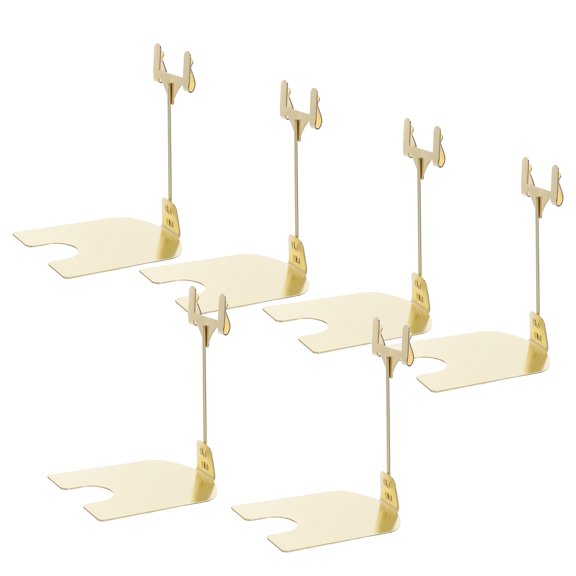 ETHZZLE 6Pcs Versatile Desktop Memo and Menu Card Holder with Clamp in Golden Metal