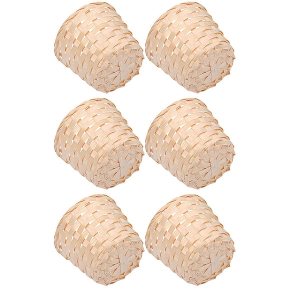 ETHZZLE 6pcs Bamboo Woven Baskets Beige Desk Organizer for Home Users