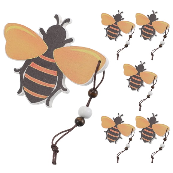 ETHZZLE 6pcs Wooden Bee Shape Ornaments - Wood Bees Cutouts Discs For Christmas Wedding Birthday Party Thanksgiving Day Decoration