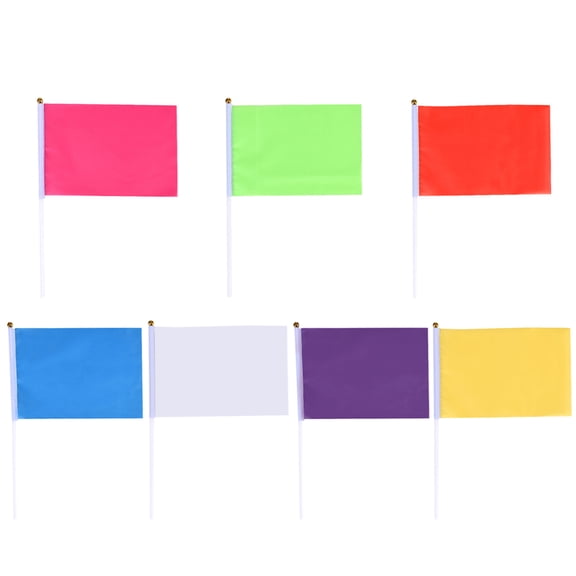 ETHZZLE 70Pcs Hand Held Flags Assorted Color Lightweight Polyester Stick Flags for Classroom and Bar Decor