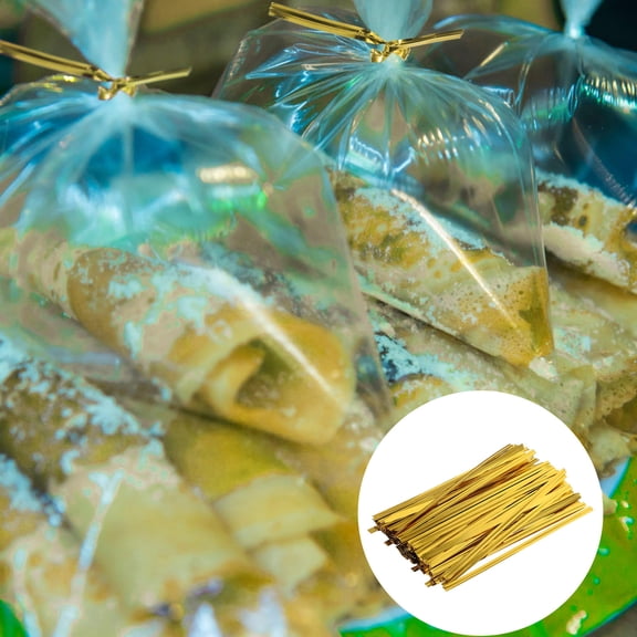 ETHZZLE 800Pcs Golden Ties for Bread Bags with Sturdy Metal Wire for Easy Wrapping
